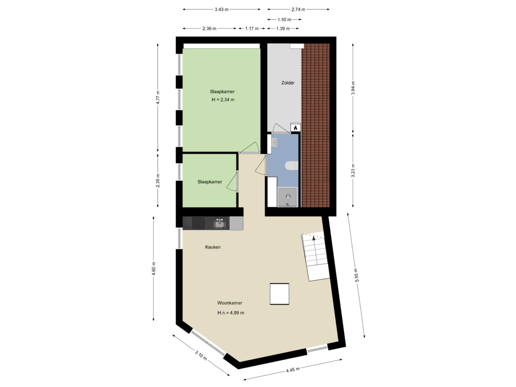 View floorplan of 2e Verdieping of Calvariestraat 52-C