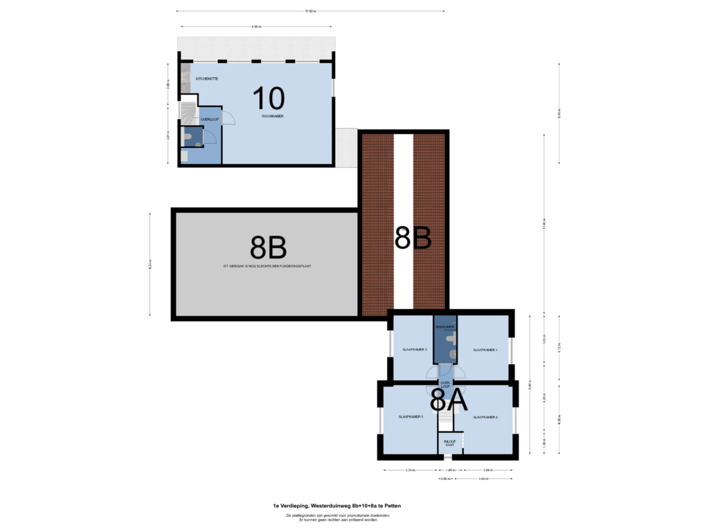 View floorplan of 1e Verdieping of Westerduinweg 8A, 8B en 10