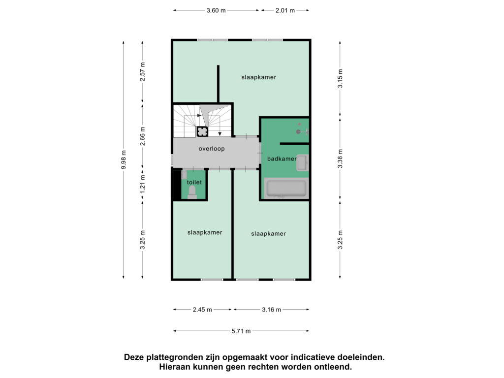 View floorplan of 1e verdieping of Populierenstraat 2-B