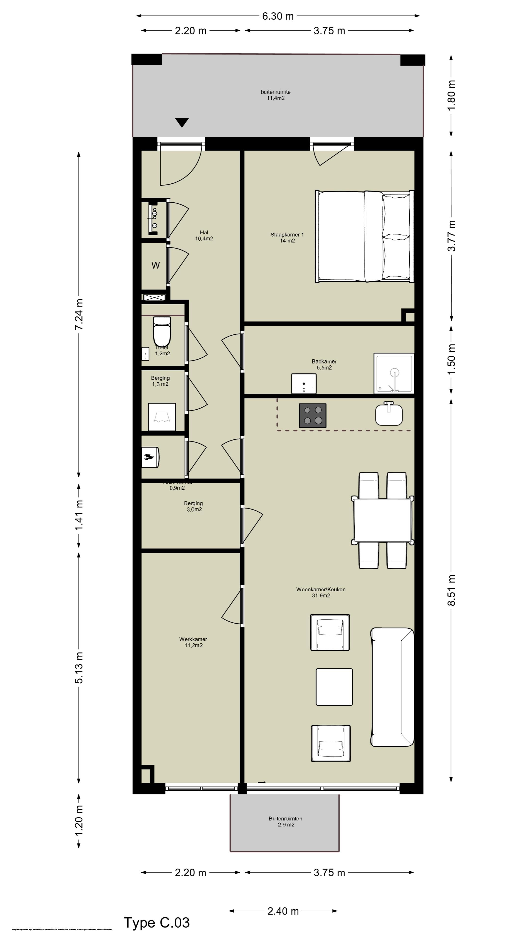3-kamer appartement op de begane grond (Bouwnr. C.00.03), Amsterdam, 1043BZ, Noord-Holland, Nederland
