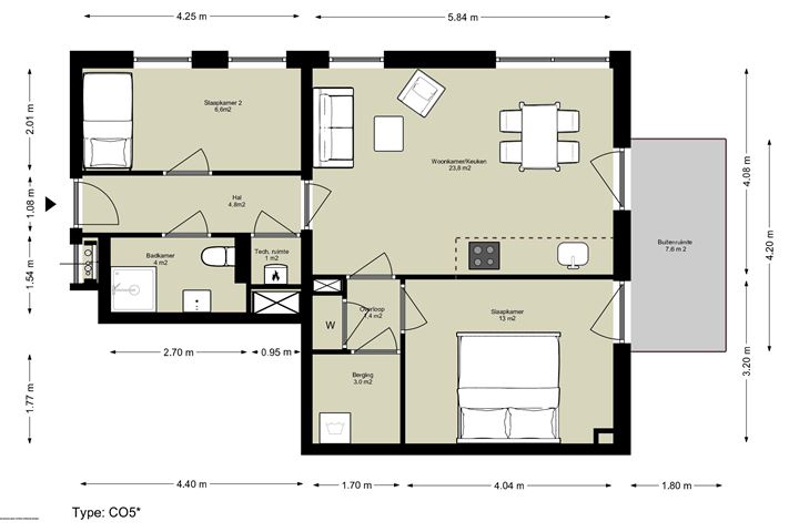 Bekijk foto 1 van 3-kamer appartement op de begane grond (Bouwnr. C.00.05)