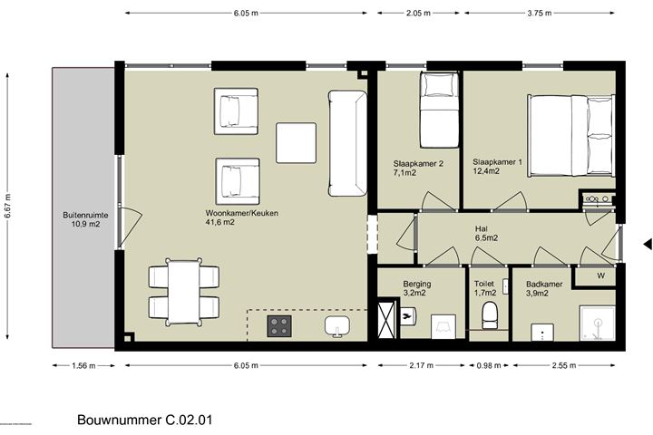 Bekijk foto 1 van 3-kamer appartement (Bouwnr. C.02.01)