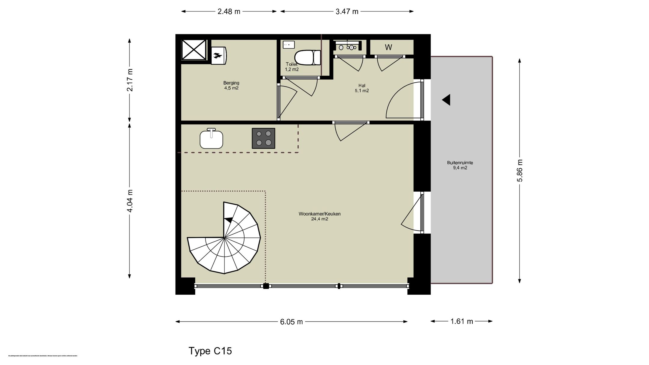 Maisonnette tweelaags (Bouwnr. C.04.03), Amsterdam, 1043BZ, Noord-Holland, Nederland
