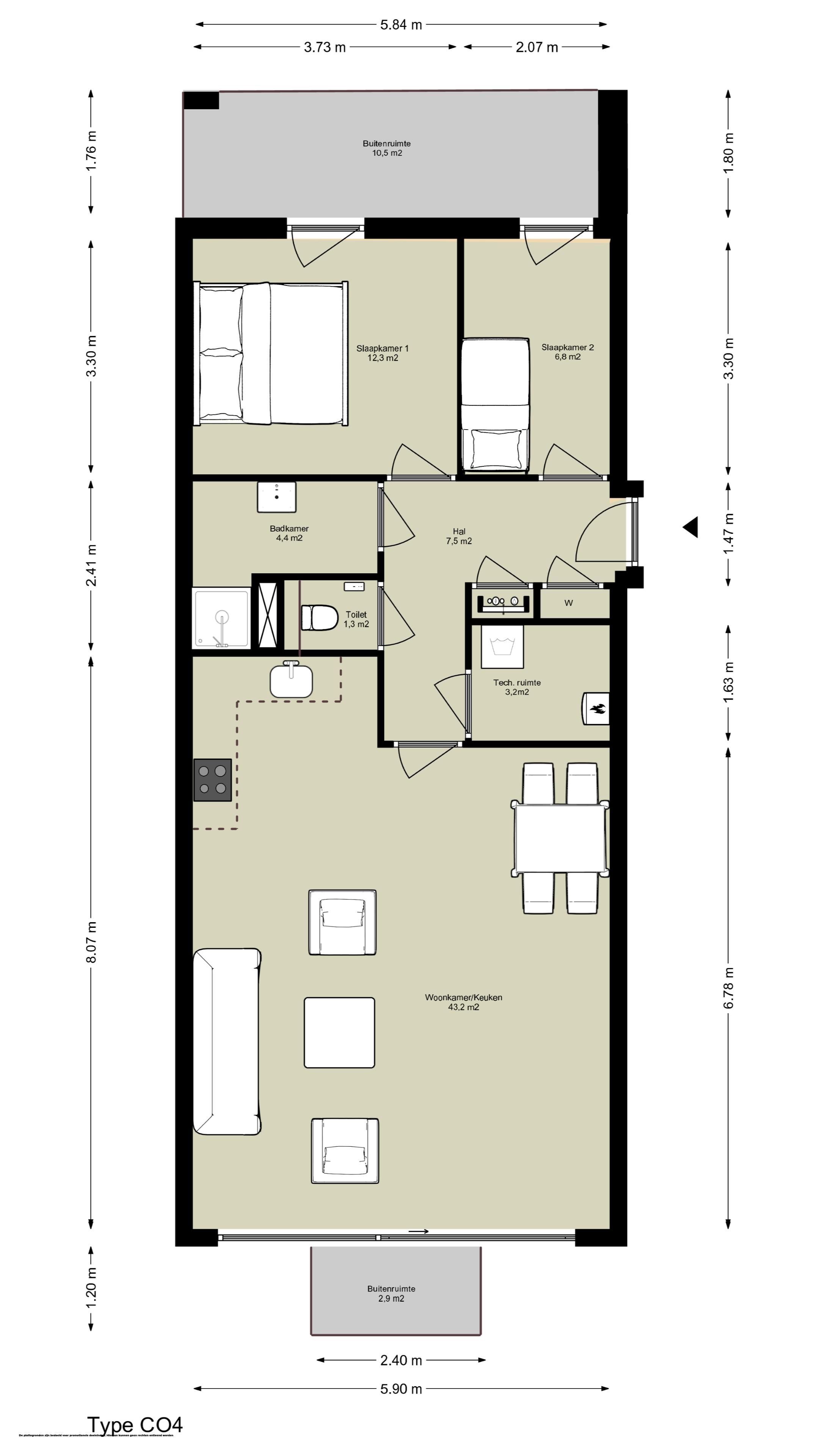 3-kamer appartement op de begane grond (Bouwnr. C.00.04), Amsterdam, 1043BZ, Noord-Holland, Nederland