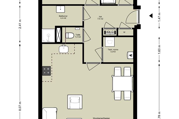 Bekijk foto 1 van 3-kamer appartement op de begane grond (Bouwnr. C.00.04)