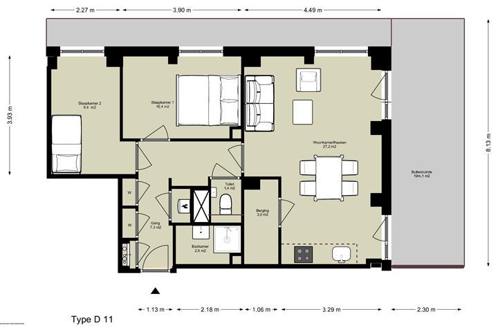 Bekijk foto 1 van 3-kamer appartement (Bouwnr. D.04.01)