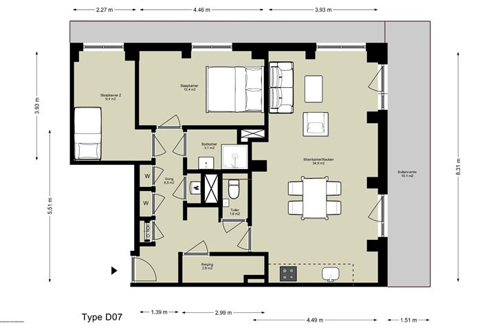 Bekijk foto 1 van 3-kamer appartement (Bouwnr. D.02.01)