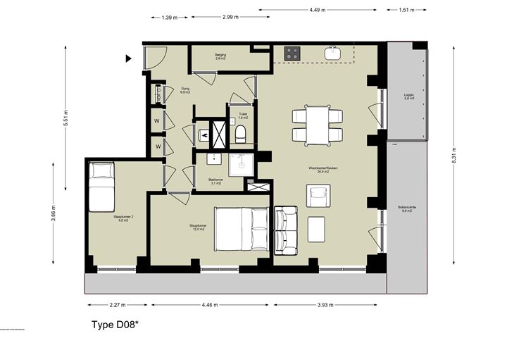 Bekijk foto 1 van 3-kamer appartement (Bouwnr. D.03.02)