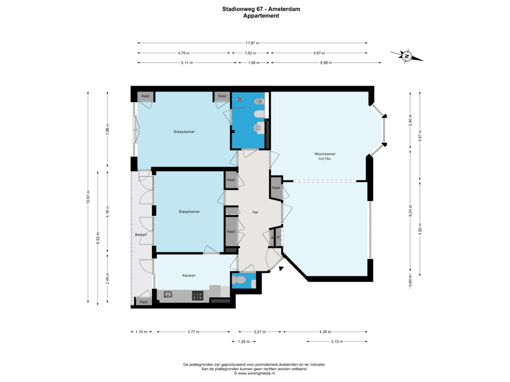 Bekijk plattegrond van Appartement van Stadionweg 67-2