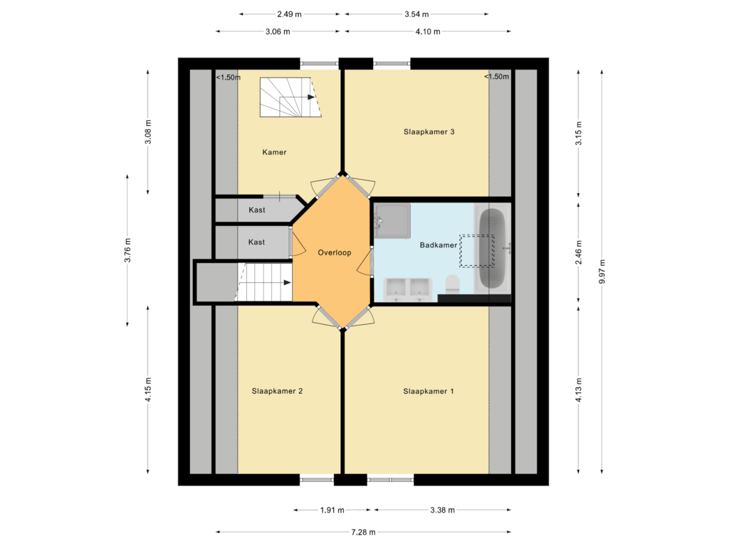 Bekijk plattegrond van Eerste verdieping van Johannes Verhulststraat 19