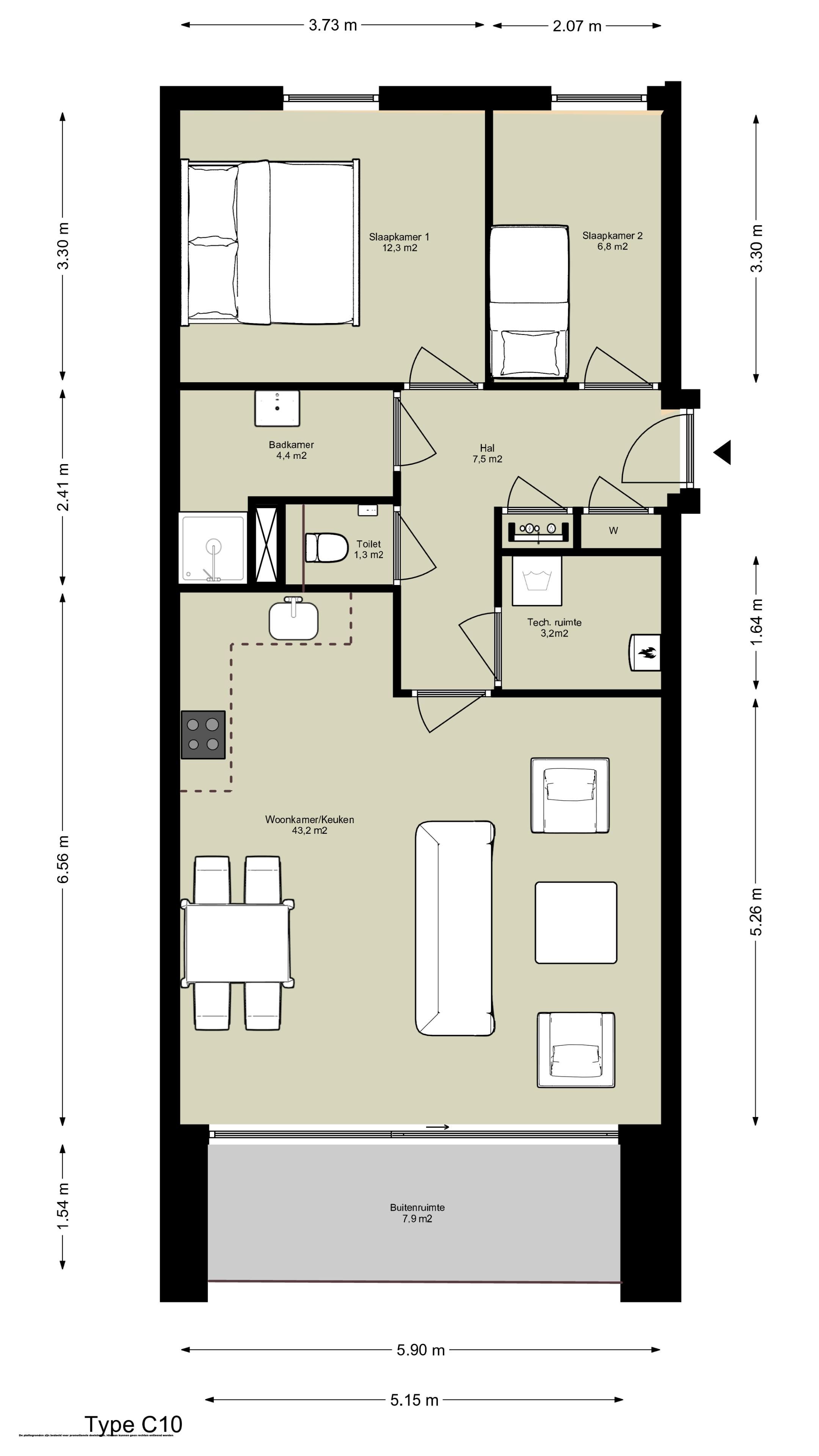 3-kamer appartement (Bouwnr. C.02.06), Amsterdam, 1043BZ, Noord-Holland, Nederland