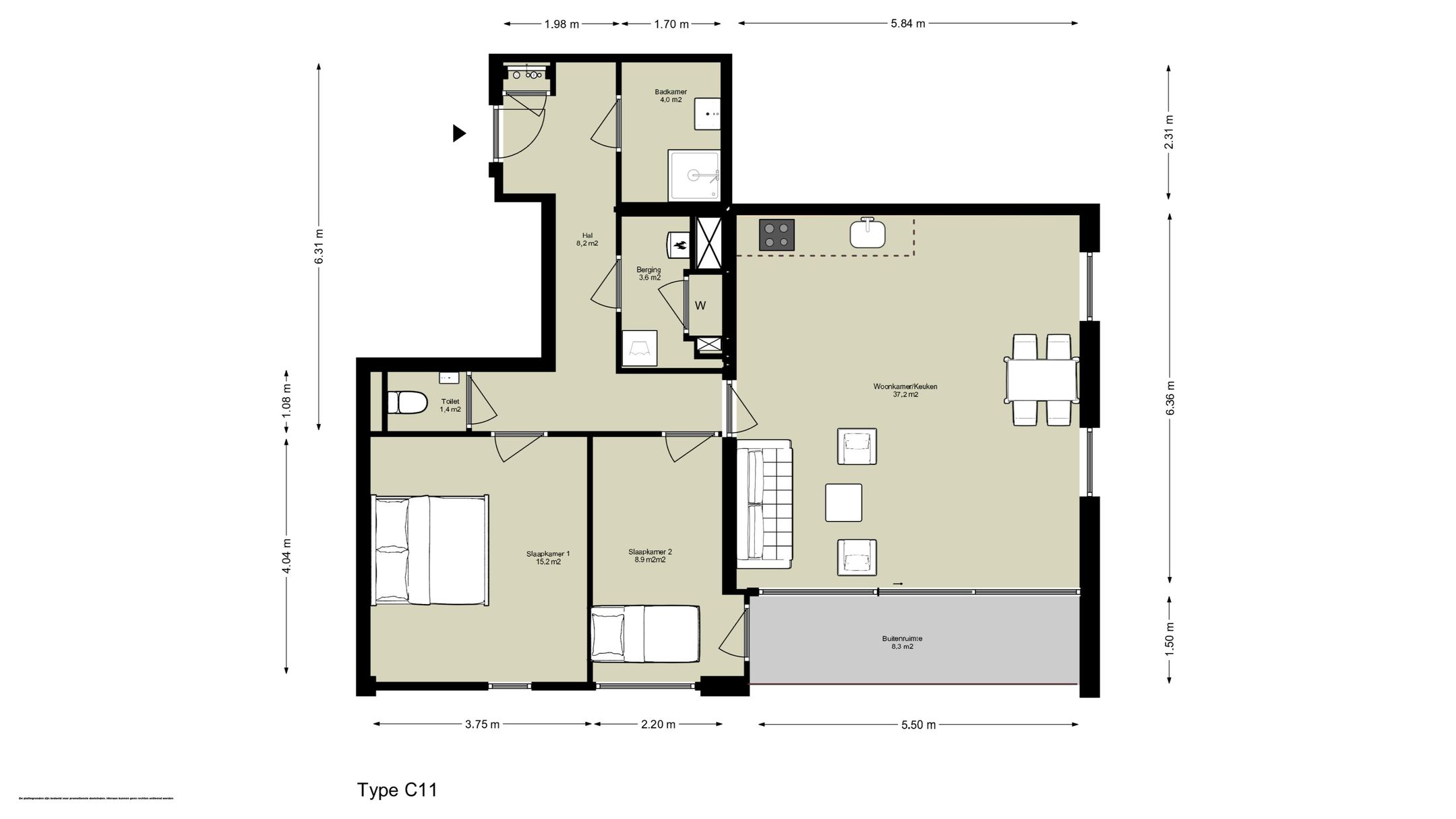 3-kamer appartement (Bouwnr. C.02.08), Amsterdam, 1043BZ, Noord-Holland, Nederland