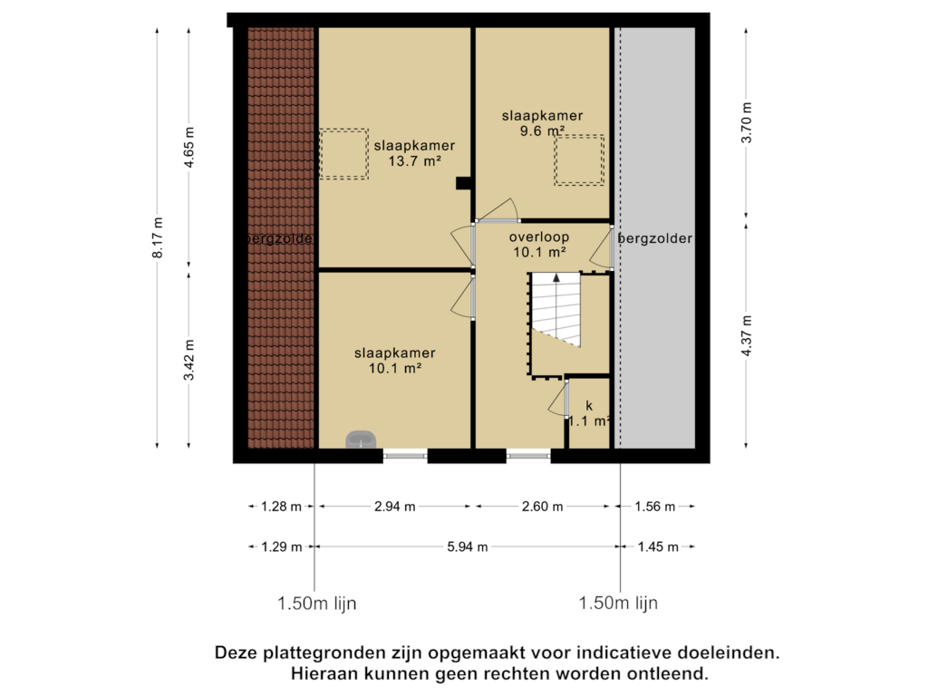 View floorplan of 1e verdieping of Veilingstraat 8