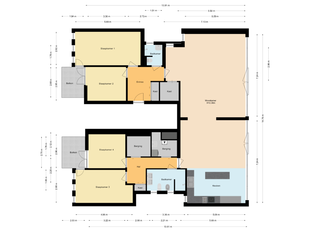 Bekijk plattegrond van Appartement van Valkenburgerstraat 190-F