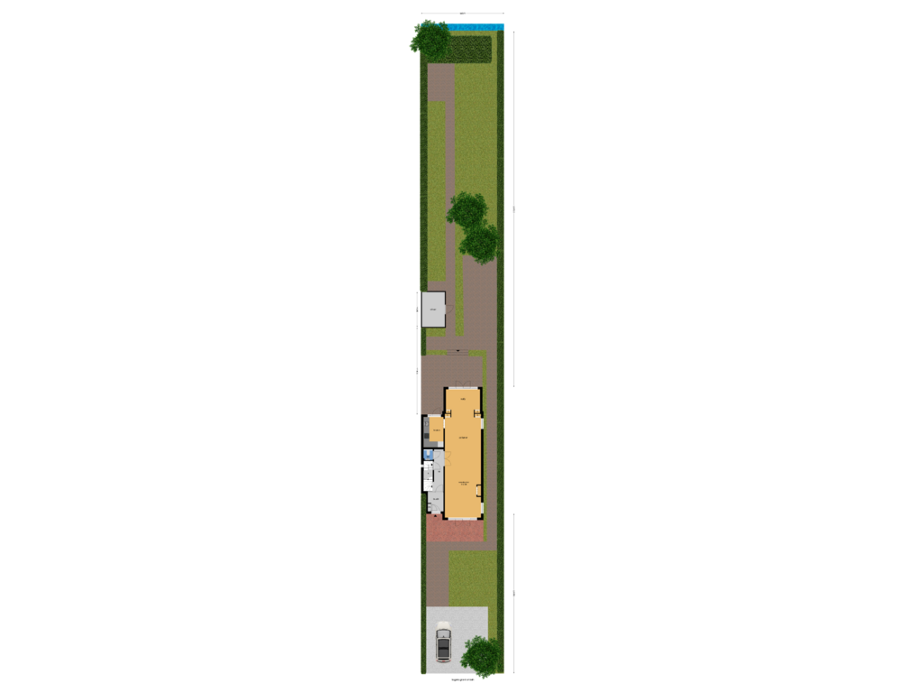 Bekijk plattegrond van begane grond en tuin van Lange Kerkdam 59