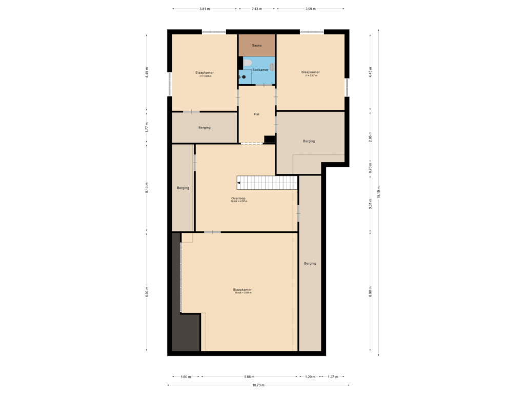 View floorplan of Eerste verdieping of Waalbandijk 11