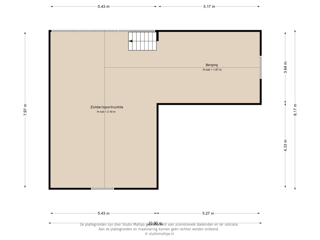 View floorplan of Eerste verdieping berging of Waalbandijk 11