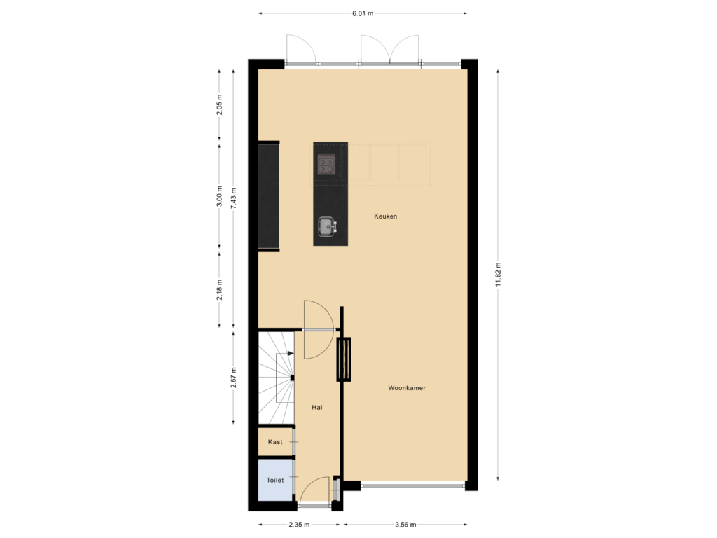 Bekijk plattegrond van Begane grond van Hermannistraat 24