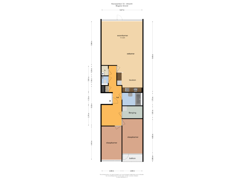 Bekijk plattegrond van Begane Grond van Karawanken 72