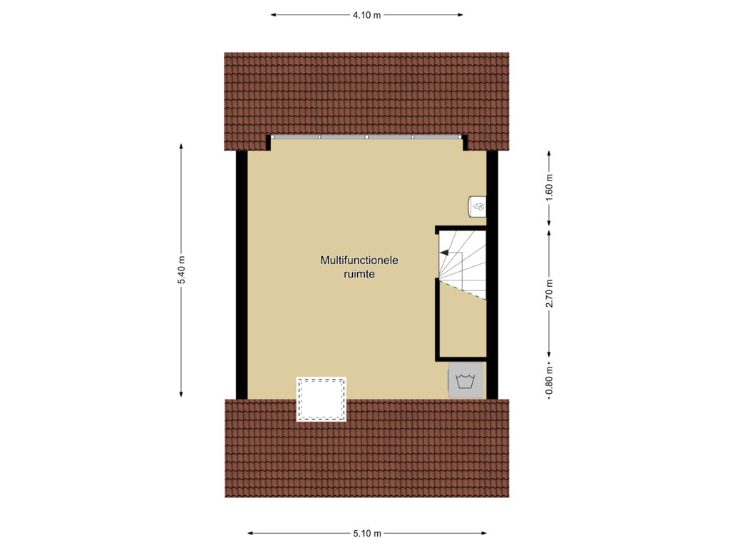 View floorplan of 2e Verdieping of St. Willibrordusstraat 6-B