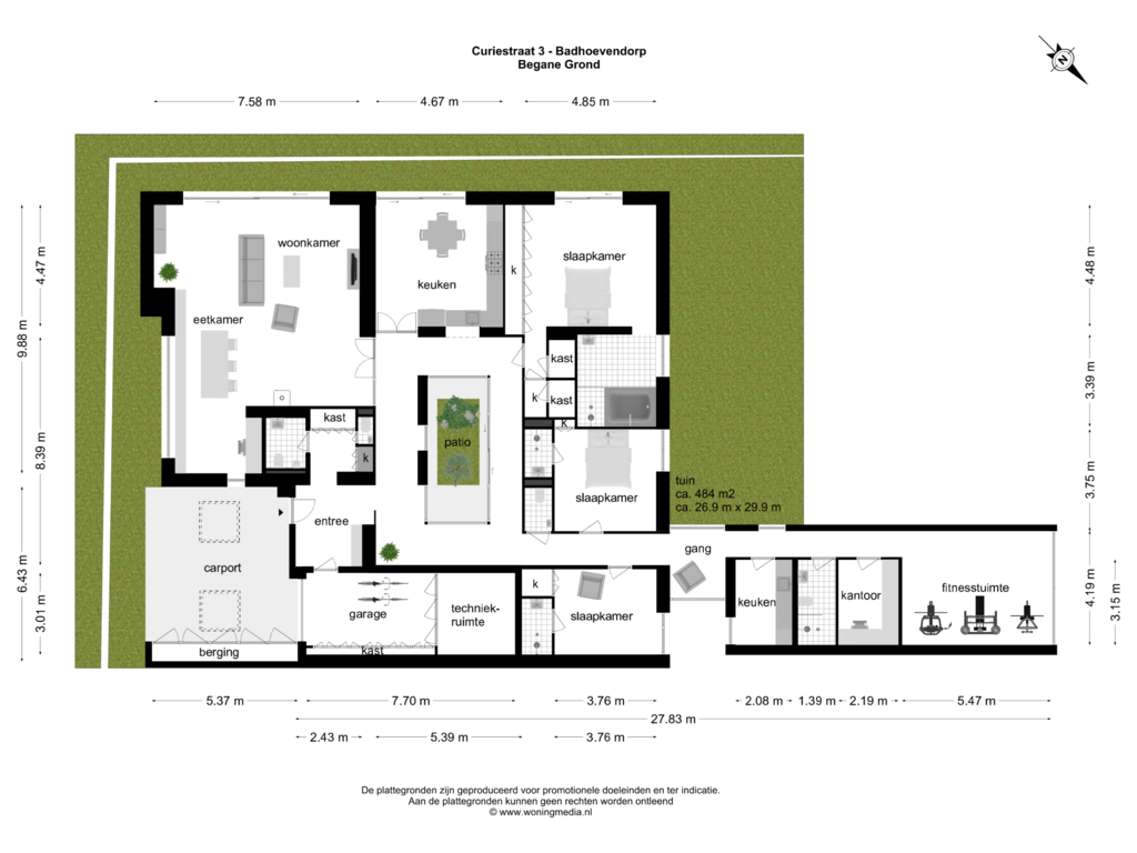 Bekijk plattegrond van Begane Grond van Curiestraat 3