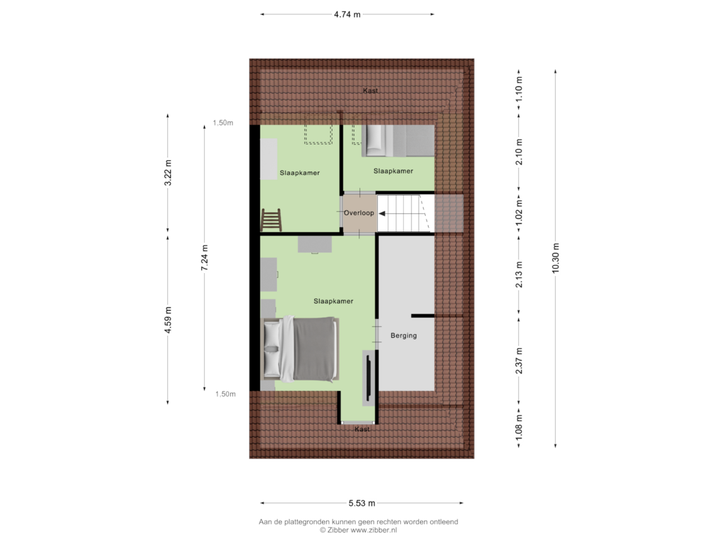 Bekijk plattegrond van Tweede Verdieping van Juffrouw W van Minnenstraat 14