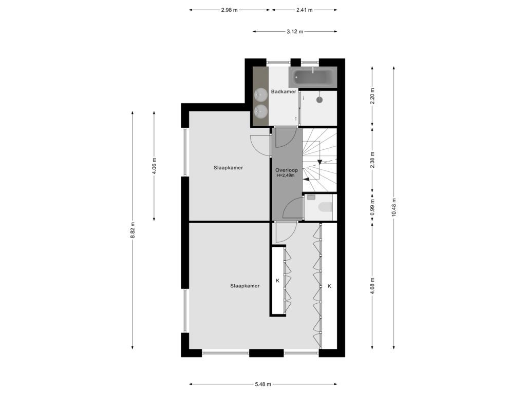 View floorplan of 1e Verdieping of Kralingseweg 314-J