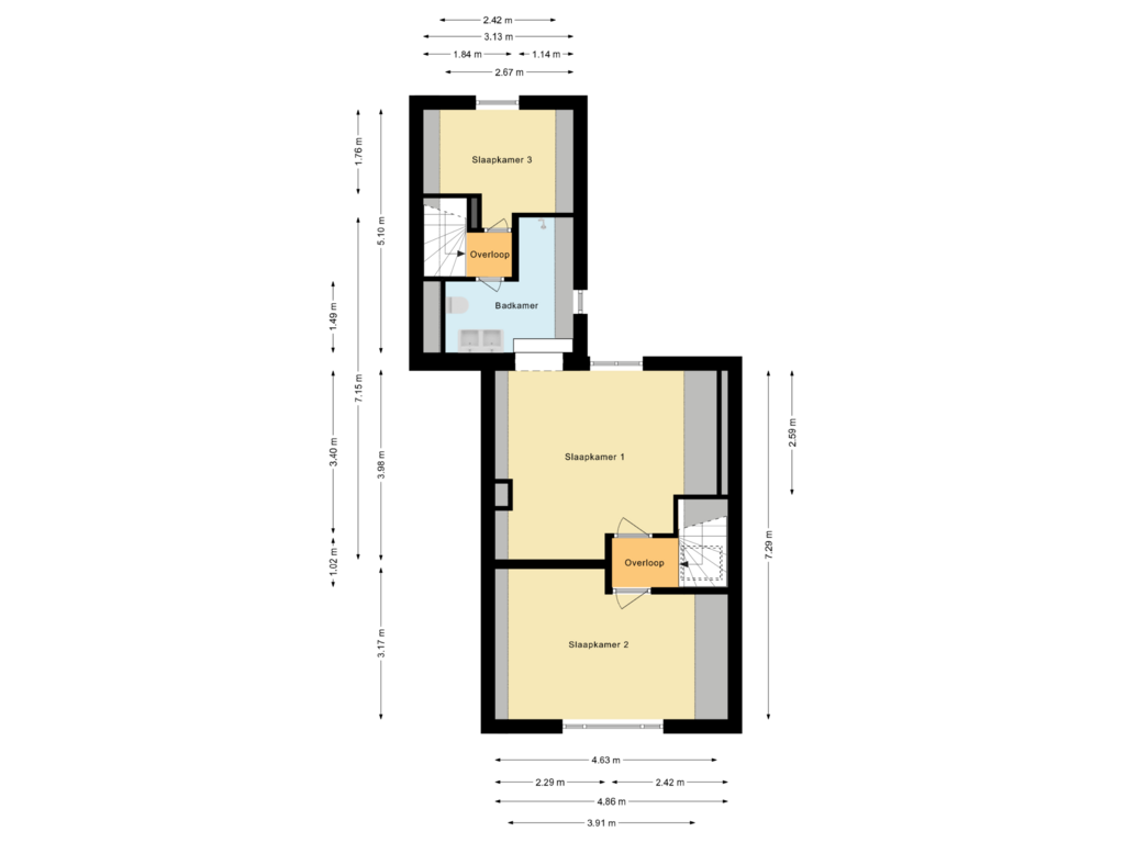 View floorplan of Eerste verdieping of Stationsstraat 9