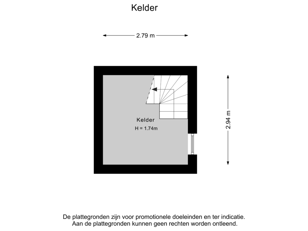 Bekijk plattegrond van Kelder van Burg.Woltersstraat 34