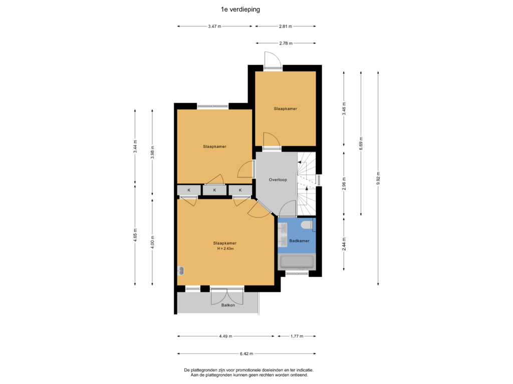 Bekijk plattegrond van 1e verdieping van Burg.Woltersstraat 34