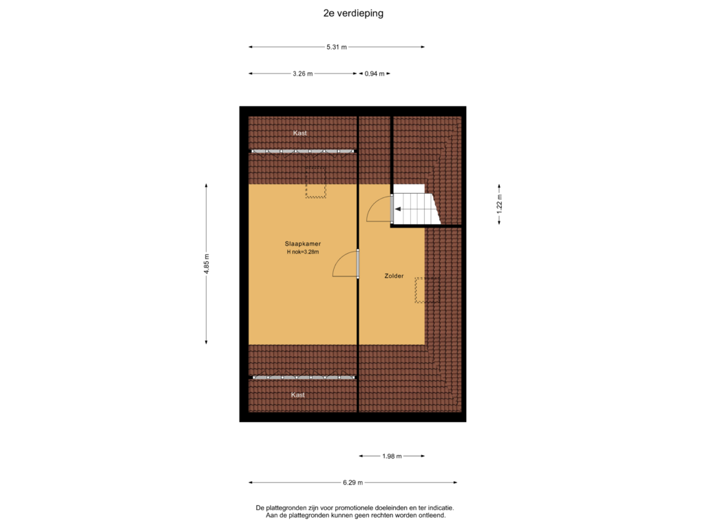 Bekijk plattegrond van 2e verdieping van Burg.Woltersstraat 34