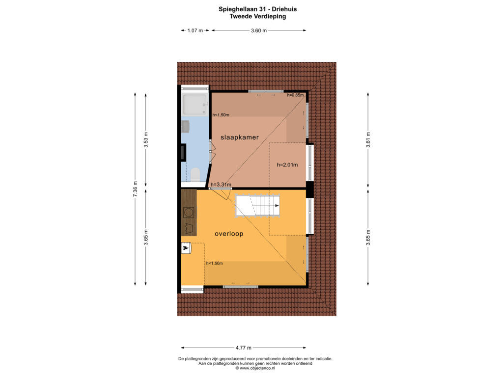 View floorplan of TWEEDE VERDIEPING of Spieghellaan 31