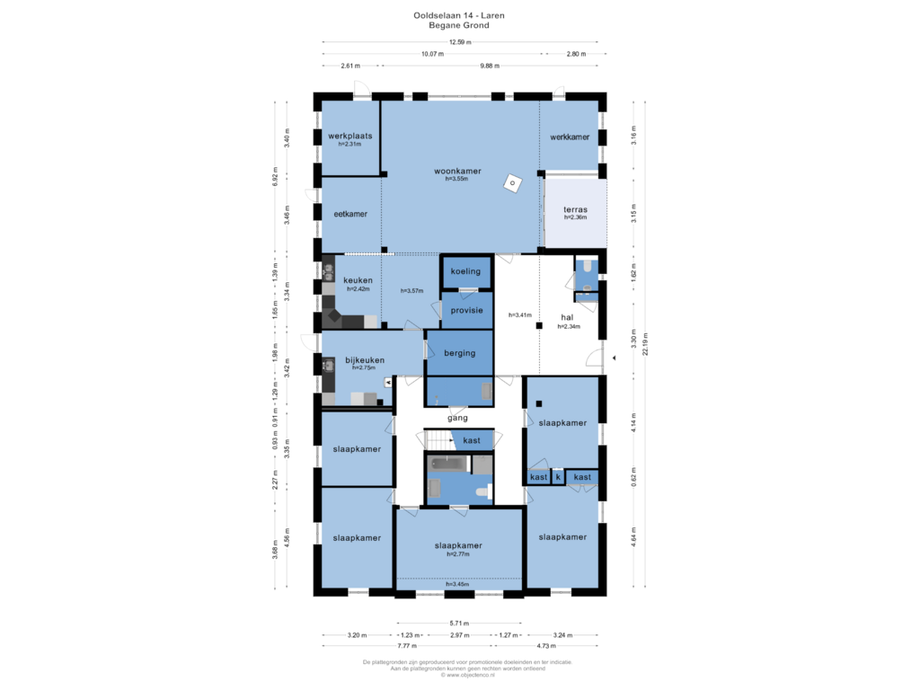 View floorplan of BEGANE GROND of Ooldselaan 14