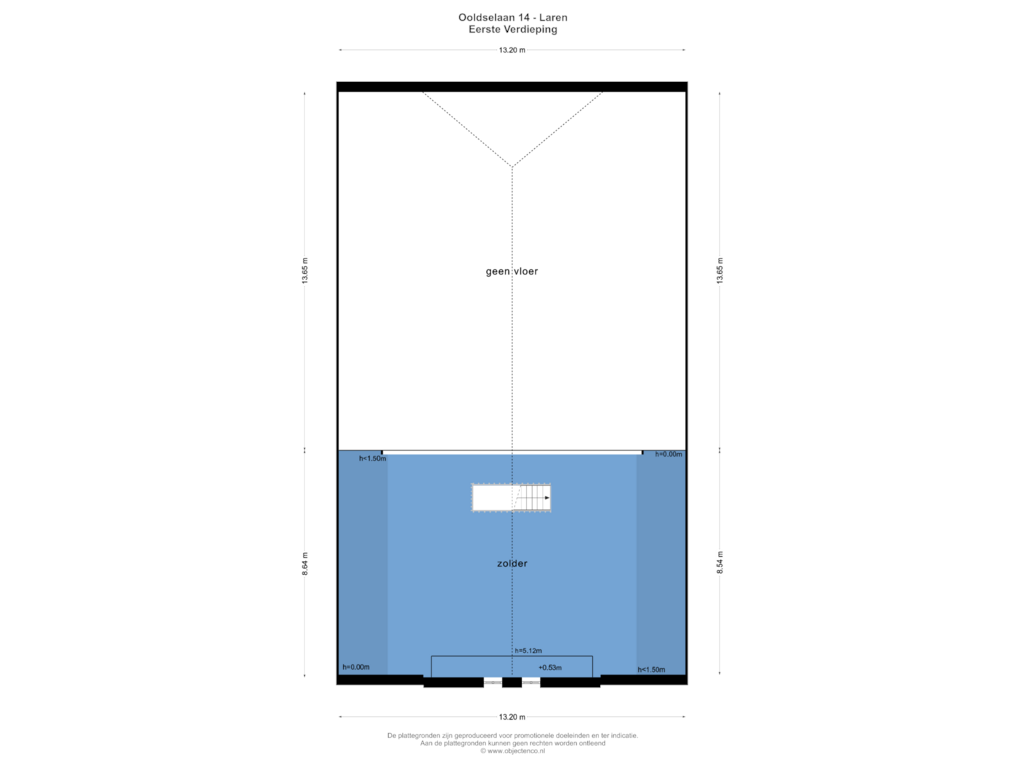 View floorplan of EERSTE VERDIEPING of Ooldselaan 14