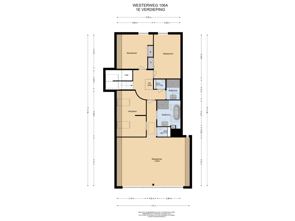 View floorplan of 1E Verdieping of Westerweg 106-A