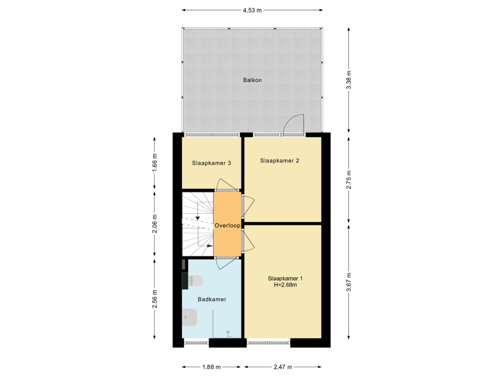 View floorplan of Eerste verdieping of Semarangstraat 5