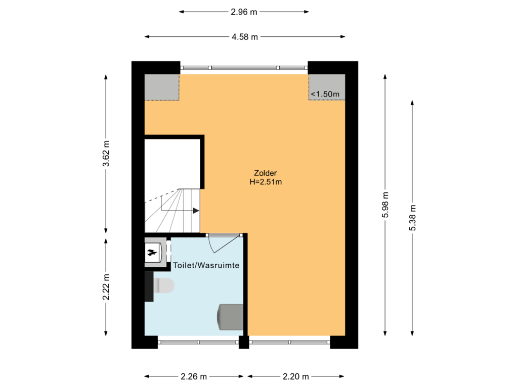 View floorplan of Tweede verdieping of Semarangstraat 5