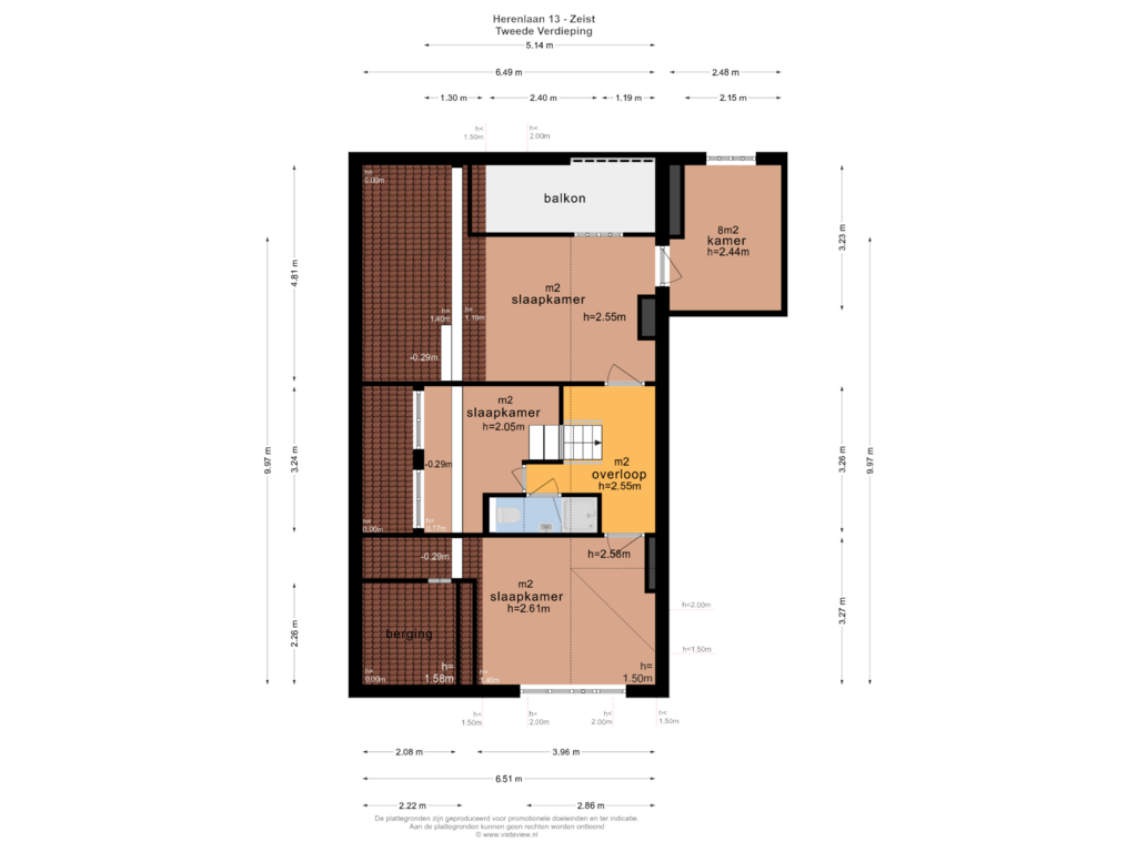 Bekijk plattegrond van TWEEDE VERDIEPING van Herenlaan 13