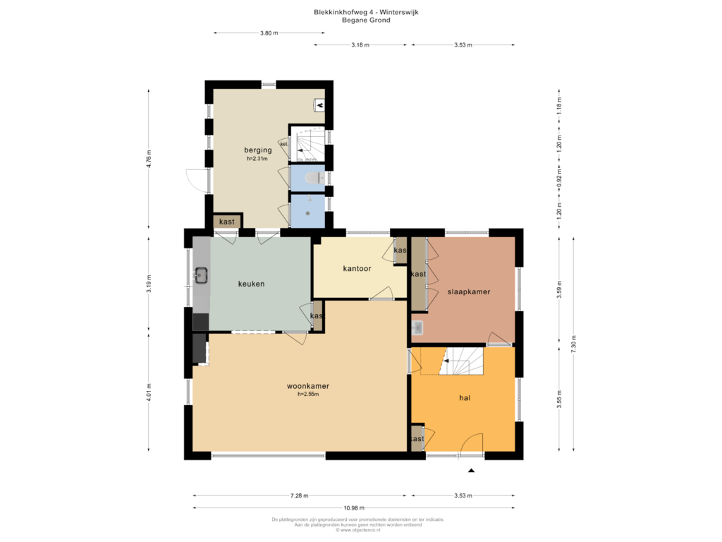 Bekijk plattegrond van BEGANE GROND van Blekkinkhofweg 4