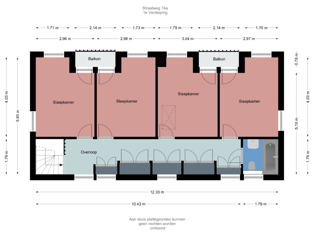 View floorplan of 1e Verdieping of Straatweg 74-A