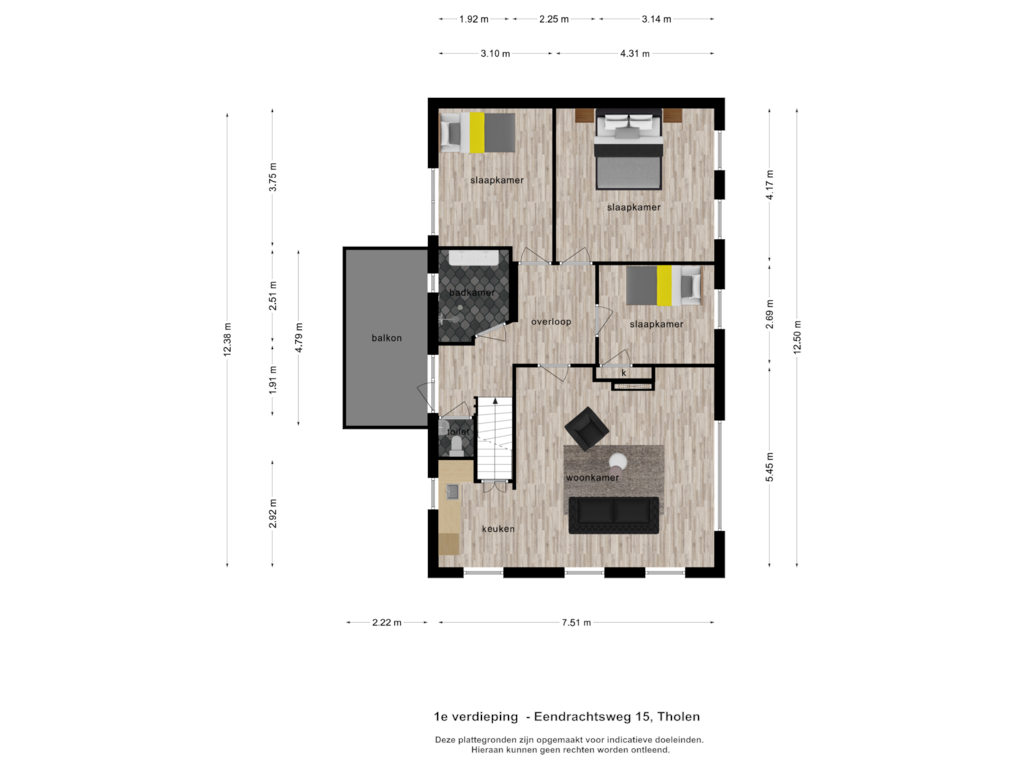 Bekijk plattegrond van 1e verdieping van Eendrachtsweg 15