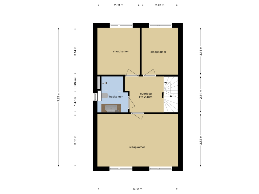 Bekijk plattegrond van Eerste Verdieping van Vrouwkespad 8