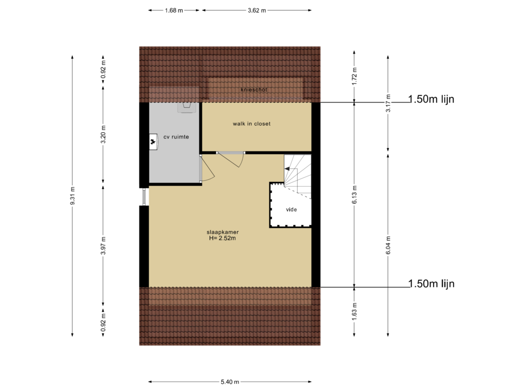 Bekijk plattegrond van Tweede Verdieping van Vrouwkespad 8