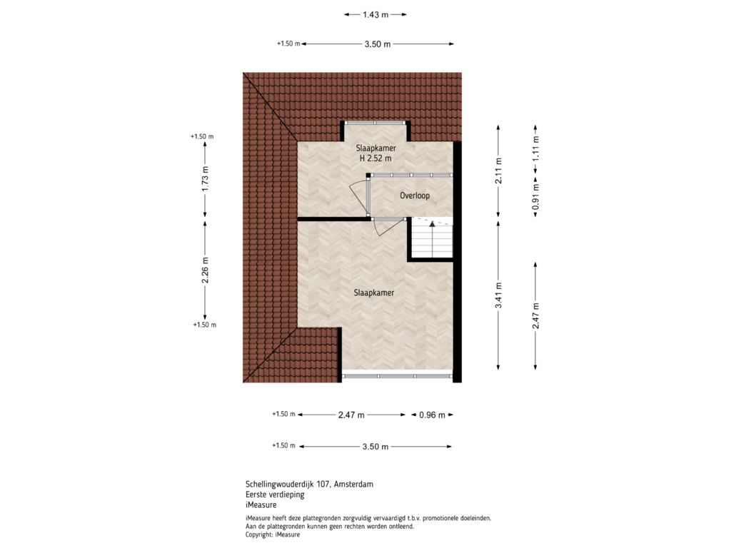 View floorplan of 1e verdieping of Schellingwouderdijk 107