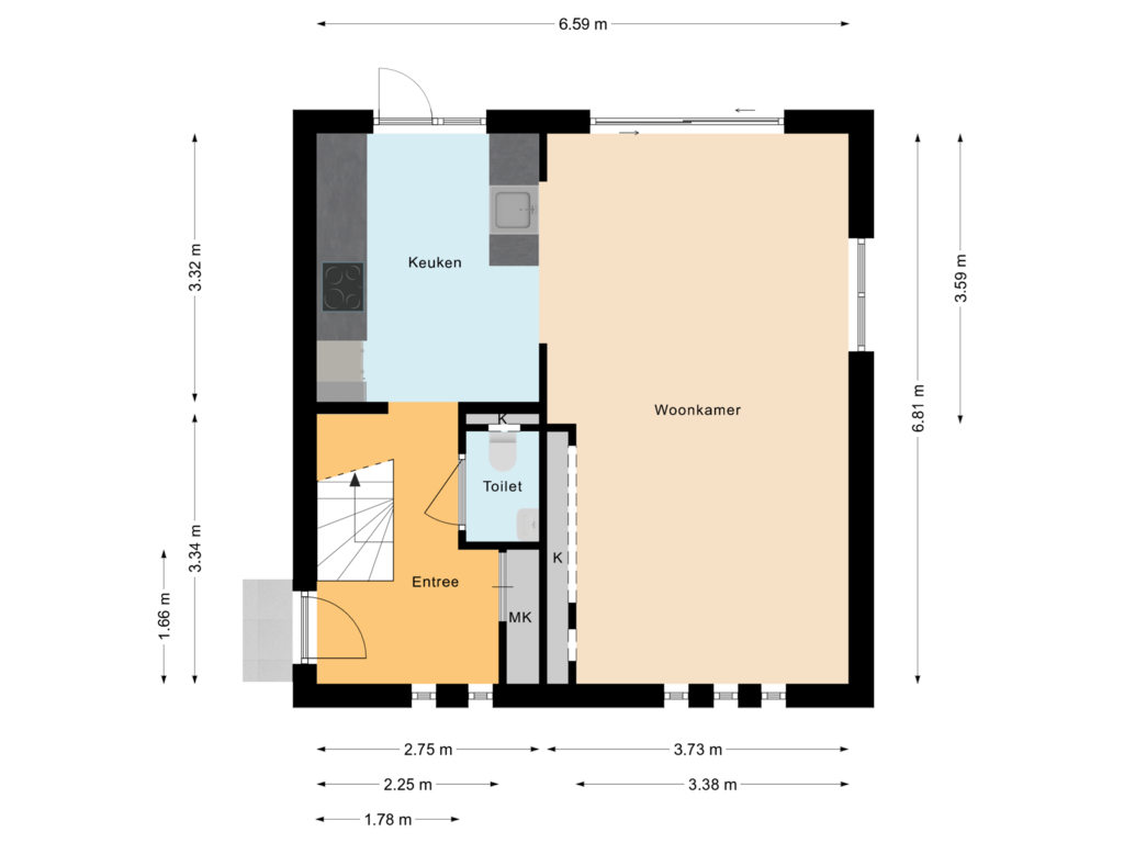 Bekijk plattegrond van Begane grond van Waaierdans 38