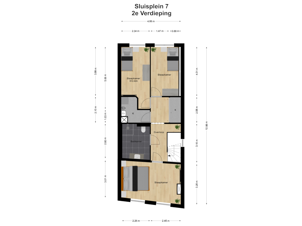 View floorplan of 2e Verdieping of Sluisplein 7