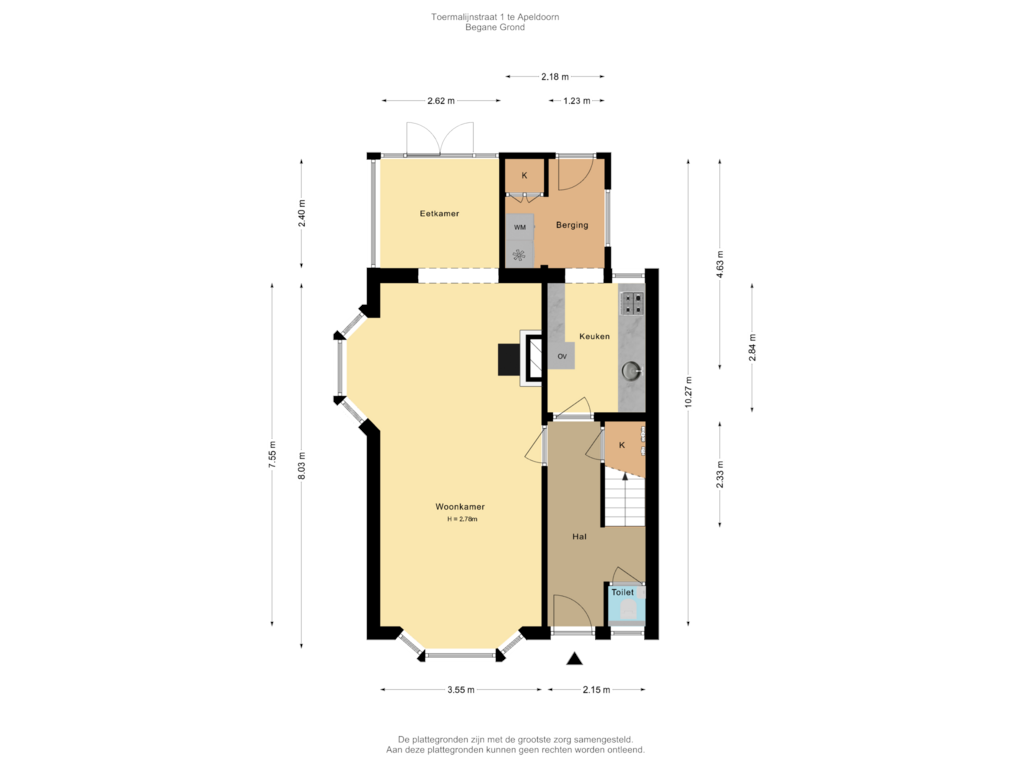 Bekijk plattegrond van Begane Grond van Toermalijnstraat 1