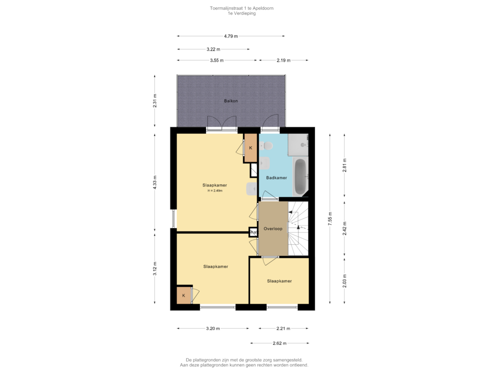 Bekijk plattegrond van 1e Verdieping van Toermalijnstraat 1