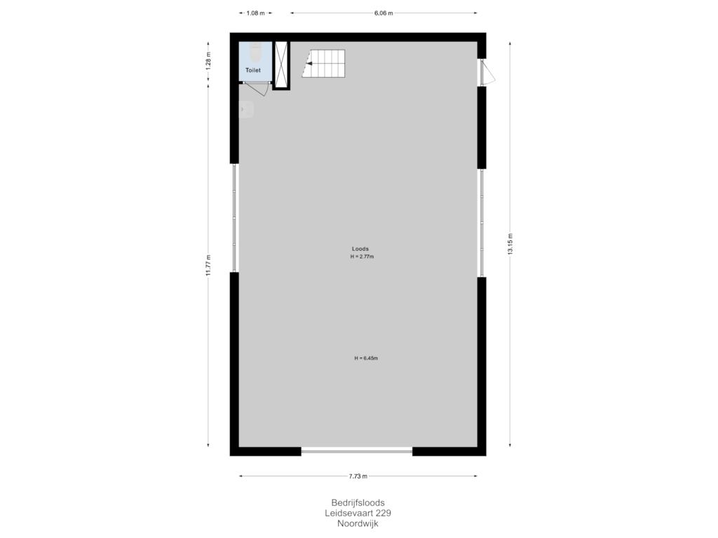 Bekijk plattegrond van Bedrijfsloods van Leidsevaart 229