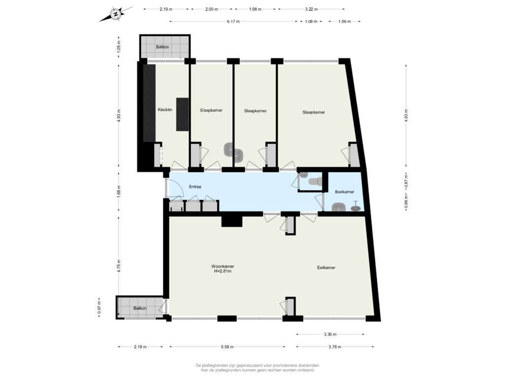 Bekijk plattegrond van Verdieping 3 van 's-Gravendijkwal 152-D